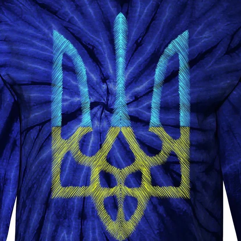 Ukraine Emblem Sketch Tie-Dye Long Sleeve Shirt