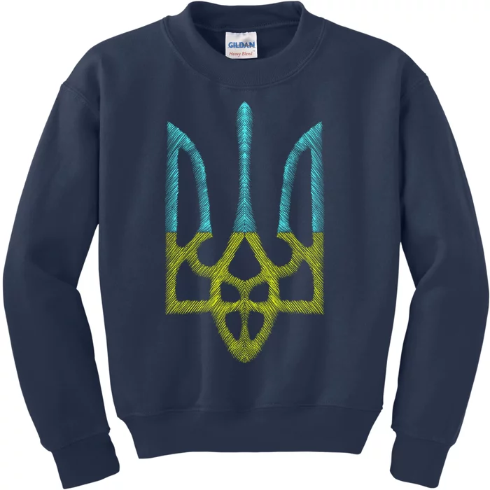 Ukraine Emblem Sketch Kids Sweatshirt