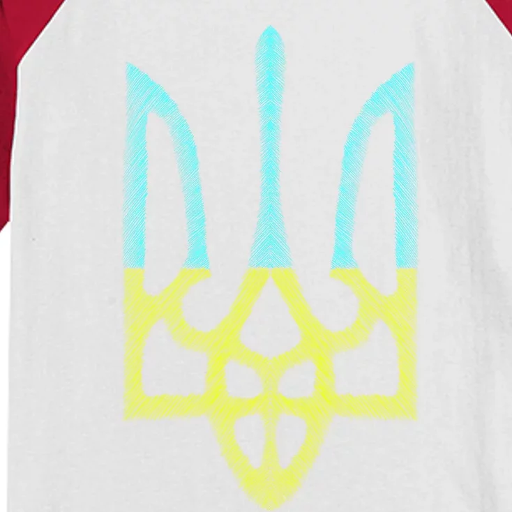 Ukraine Emblem Sketch Kids Colorblock Raglan Jersey