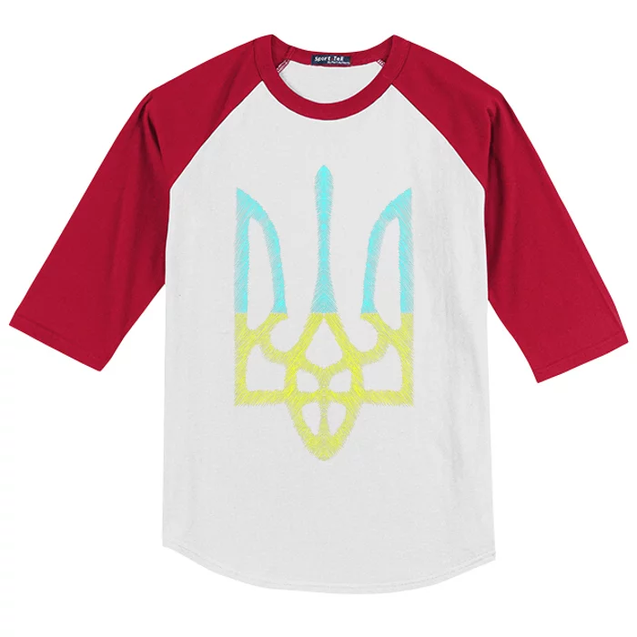 Ukraine Emblem Sketch Kids Colorblock Raglan Jersey