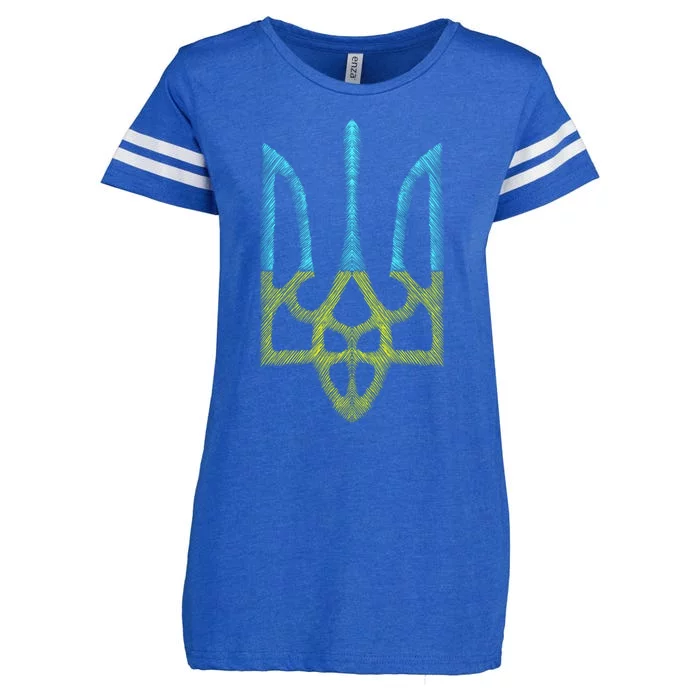 Ukraine Emblem Sketch Enza Ladies Jersey Football T-Shirt