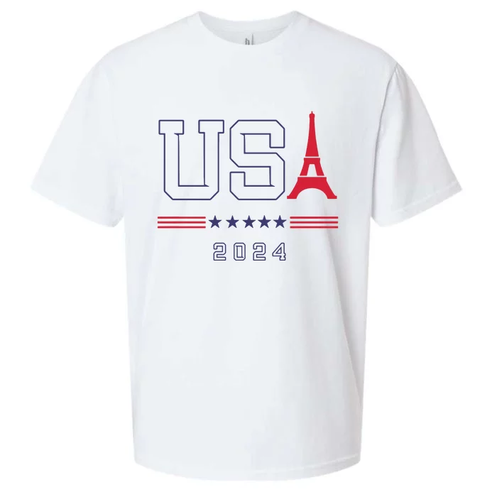 Usa Eiffel Tower Usa 2024 Sueded Cloud Jersey T-Shirt