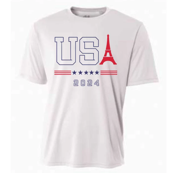 Usa Eiffel Tower Usa 2024 Cooling Performance Crew T-Shirt