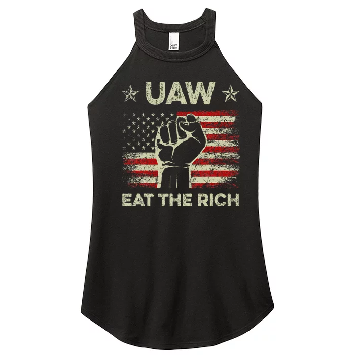 UAW Eat The Rich UAW Strong UAW Proud Union Vintage US Flag Women’s Perfect Tri Rocker Tank