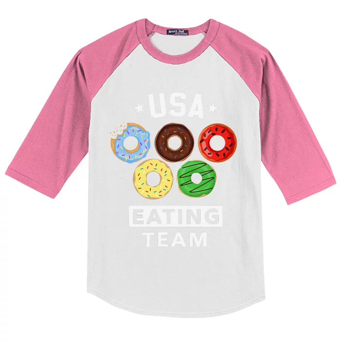 Usa Eating Team Foodie Donut Party Kids Colorblock Raglan Jersey