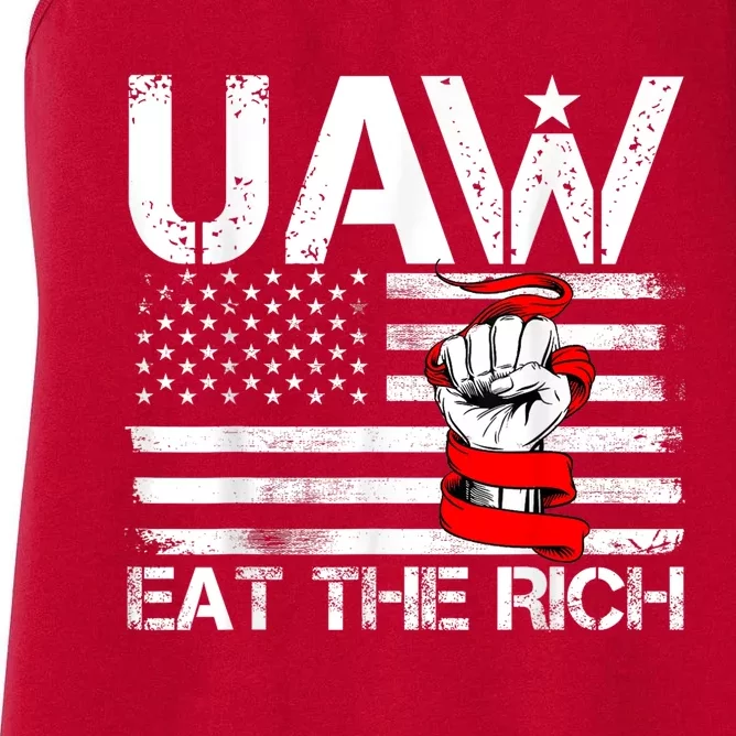 Uaw Eat The Rich Vintage America Flag Women's Racerback Tank