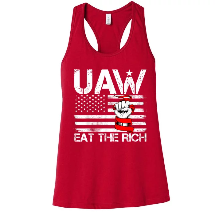 Uaw Eat The Rich Vintage America Flag Women's Racerback Tank