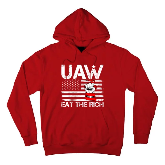 Uaw Eat The Rich Vintage America Flag Tall Hoodie