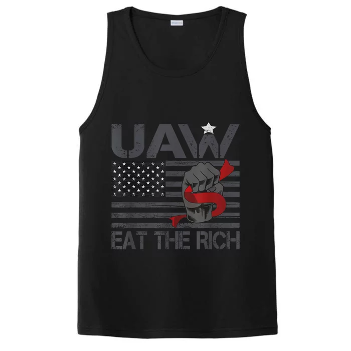 Uaw Eat The Rich Us Flag Performance Tank