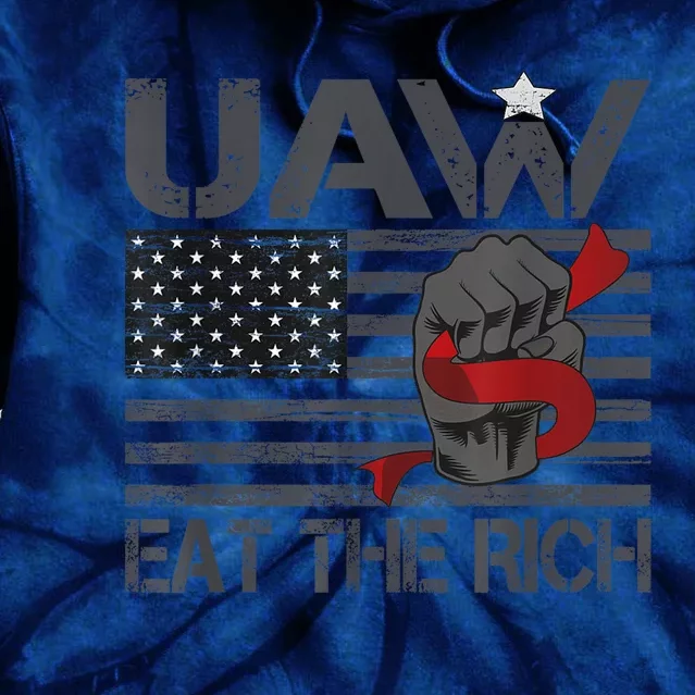 Uaw Eat The Rich Us Flag Tie Dye Hoodie