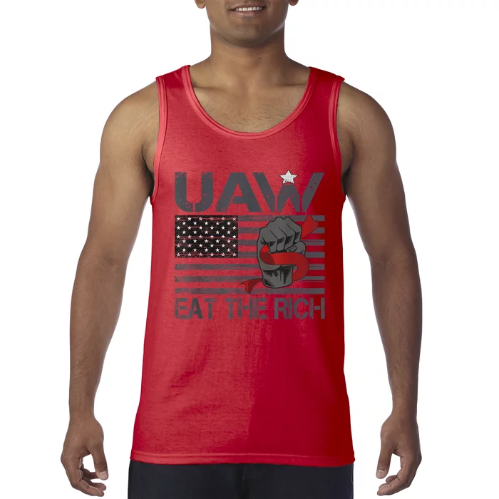 Uaw Eat The Rich Us Flag Tank Top