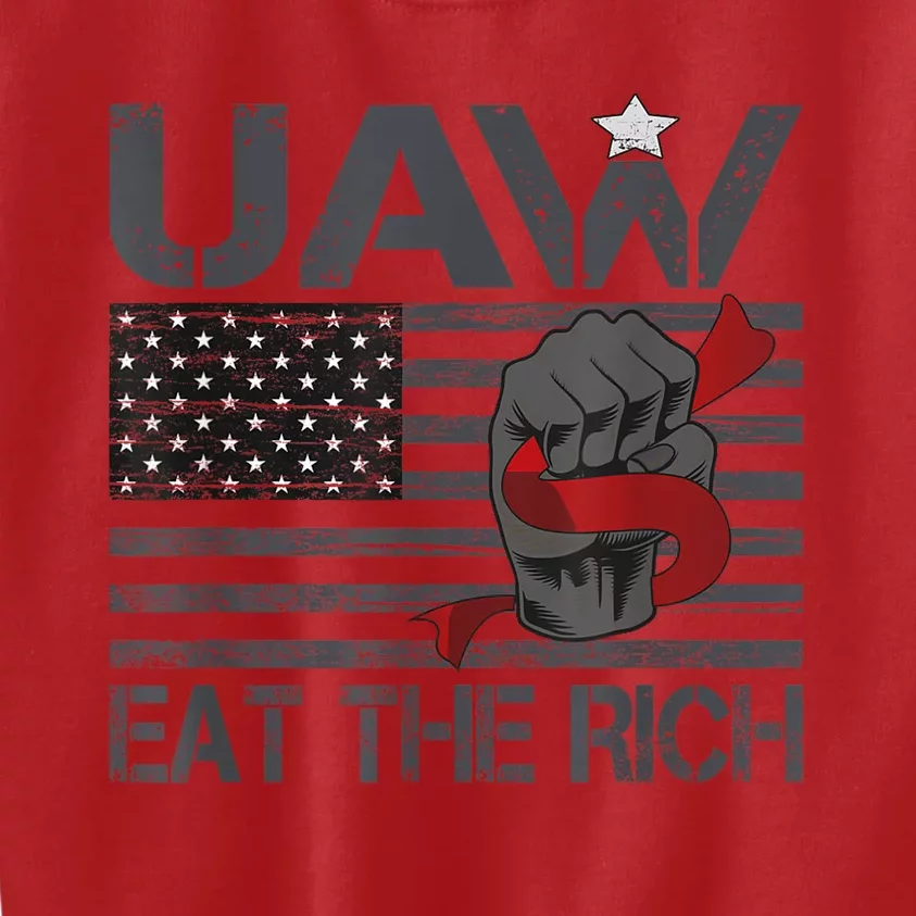 Uaw Eat The Rich Us Flag Kids Sweatshirt