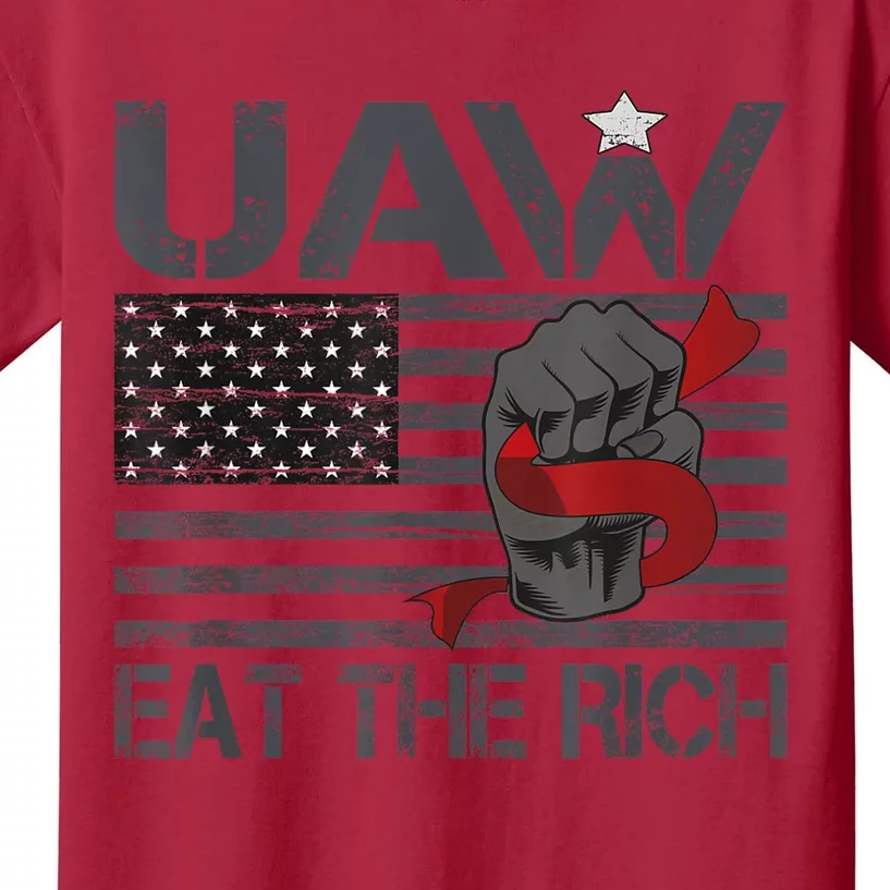 Uaw Eat The Rich Us Flag Kids T-Shirt