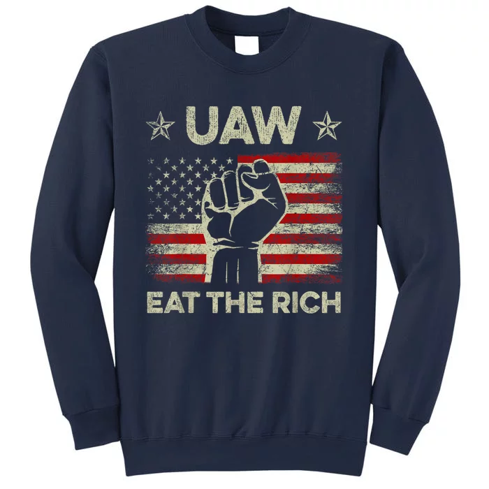 Uaw Eat The Rich Uaw Strong Uaw Proud Union Vintage Us Flag Sweatshirt