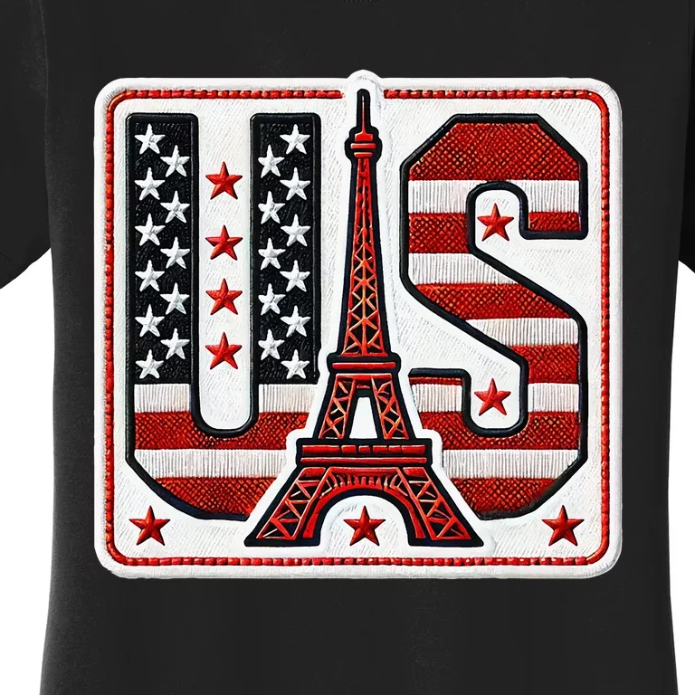 Usa Eiffel Tower 2024 Summer Sports Patriotic Supporter Women's T-Shirt