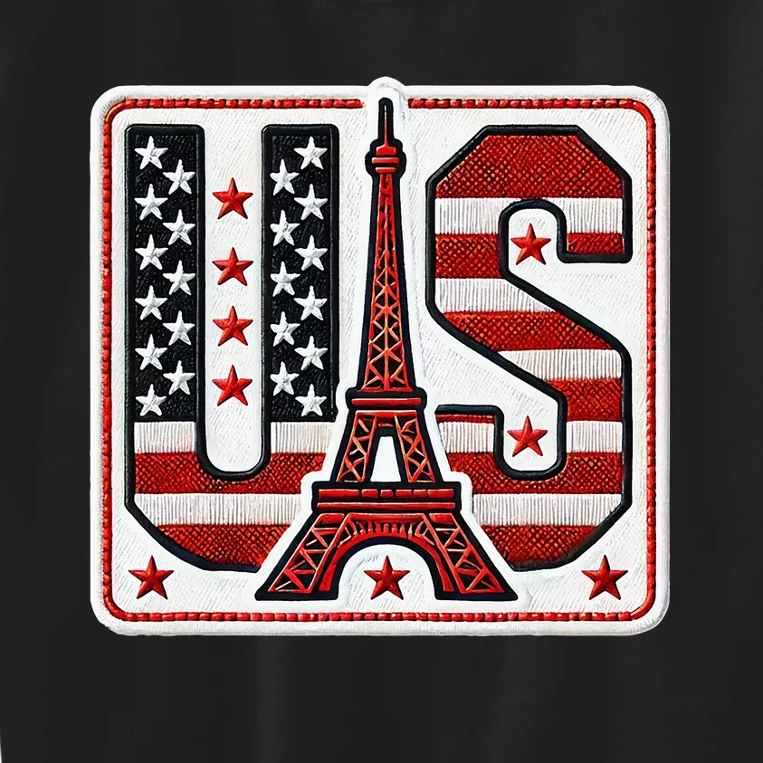 Usa Eiffel Tower 2024 Summer Sports Patriotic Supporter Kids Sweatshirt