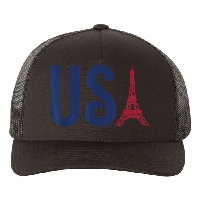 Usa Eiffel Tower Team Souvenir 2024 France Paris Holiday Yupoong Adult 5-Panel Trucker Hat