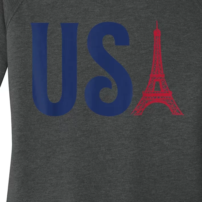 Usa Eiffel Tower Team Souvenir 2024 France Paris Holiday Women's Perfect Tri Tunic Long Sleeve Shirt