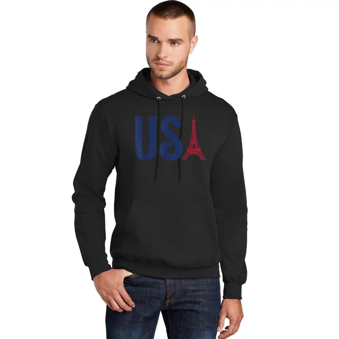 Usa Eiffel Tower Team Souvenir 2024 France Paris Holiday Tall Hoodie