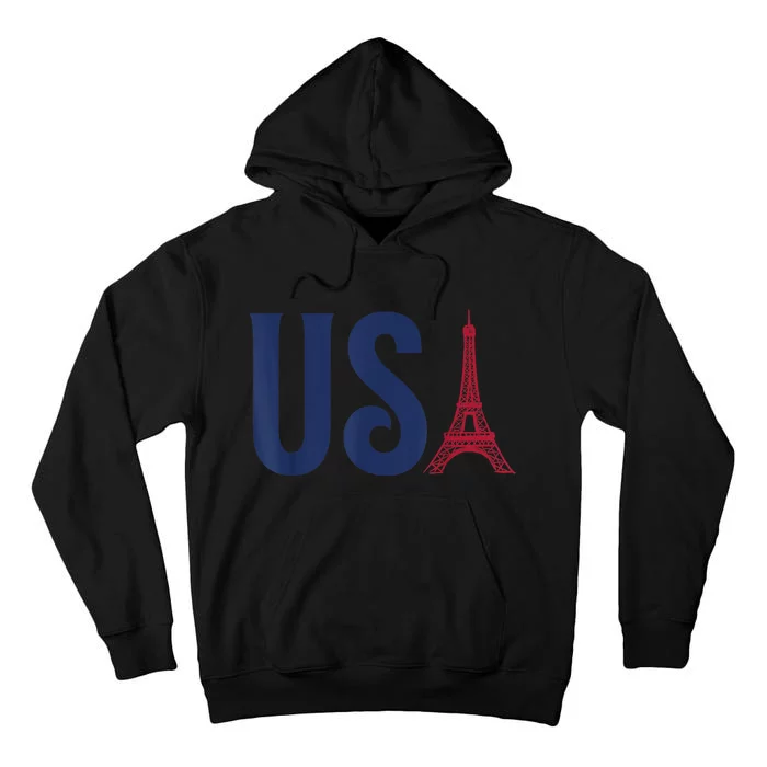 Usa Eiffel Tower Team Souvenir 2024 France Paris Holiday Tall Hoodie