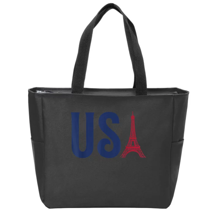 Usa Eiffel Tower Team Souvenir 2024 France Paris Holiday Zip Tote Bag