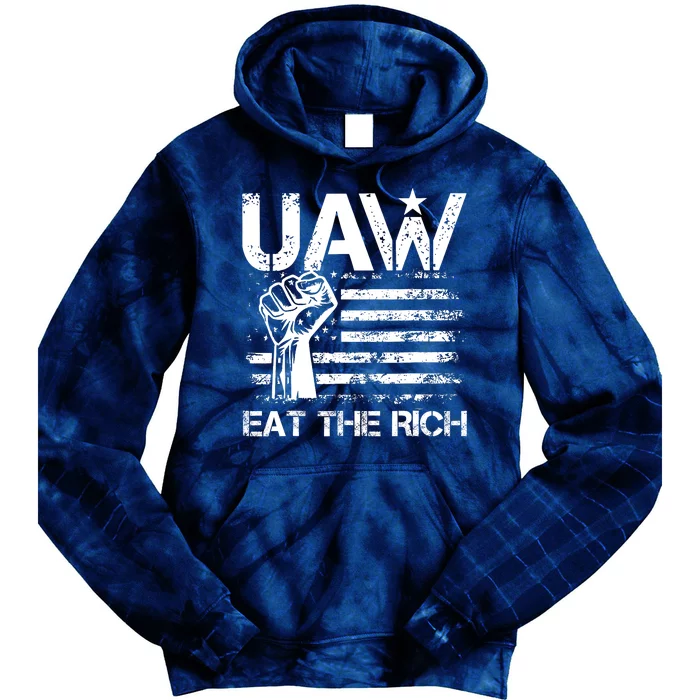 Uaw Eat The Rich Uaw Strong Uaw Proud Union Vintage Us Flag Tie Dye Hoodie