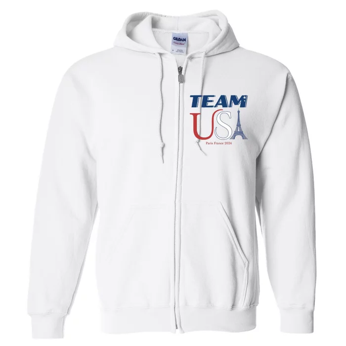 Usa Eiffel Tower Usa 2024 Full Zip Hoodie