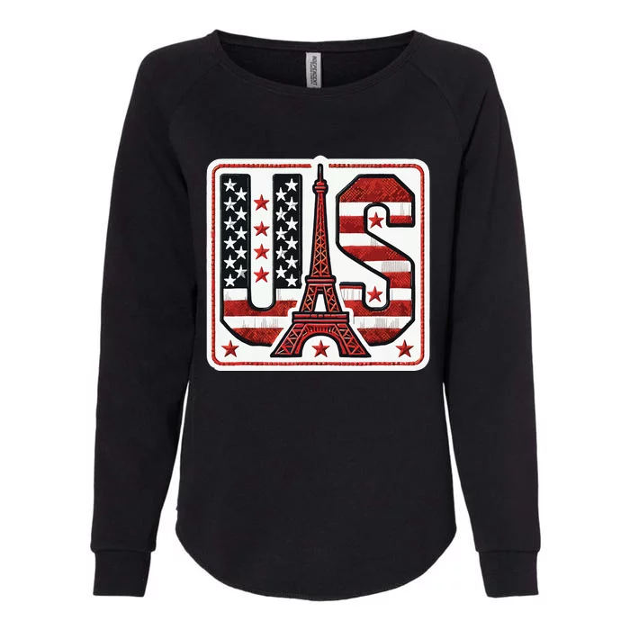 Usa Eiffel Tower 2024 Summer Sports Patriotic Supporter Womens California Wash Sweatshirt