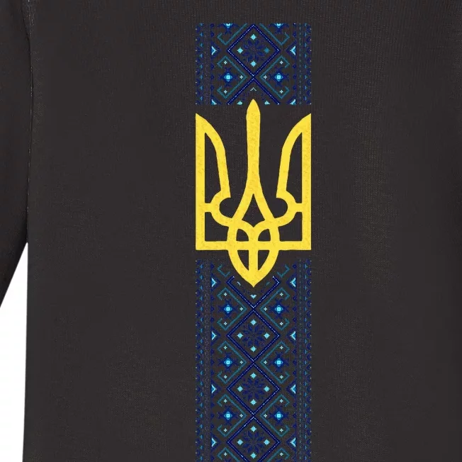 Ukrainian Emblem Ukrainian Flag National Knitting Pattern Baby Long Sleeve Bodysuit