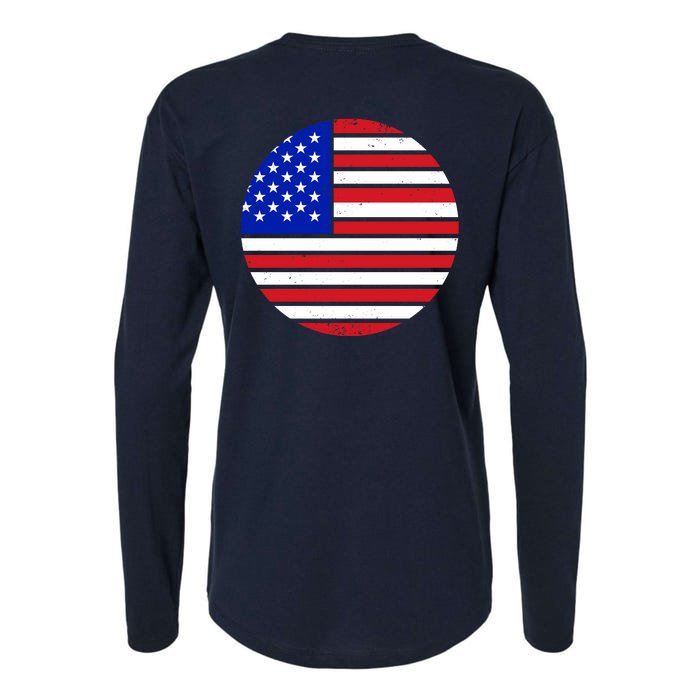 USA Emblem Front & Back Womens Cotton Relaxed Long Sleeve T-Shirt