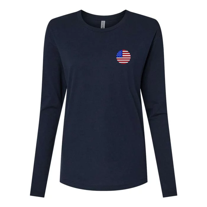 USA Emblem Front & Back Womens Cotton Relaxed Long Sleeve T-Shirt