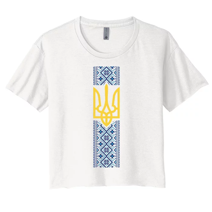 Ukrainian Emblem Ukrainian Flag National Knitting Pattern T Women's Crop Top Tee