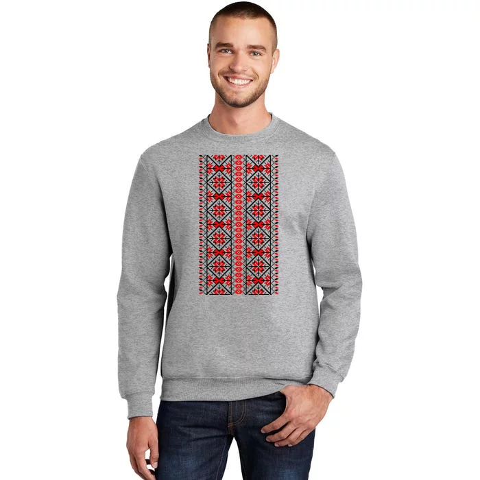 Ukrainian Embroidery Vyshyvanka Print Folk Ethnic Ornament Tall Sweatshirt