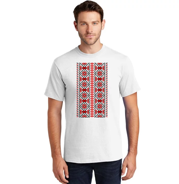 Ukrainian Embroidery Vyshyvanka Print Folk Ethnic Ornament Tall T-Shirt