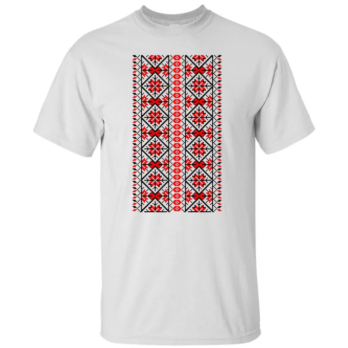 Ukrainian Embroidery Vyshyvanka Print Folk Ethnic Ornament Tall T-Shirt