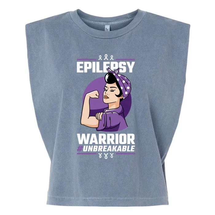 Unbreakable Epilepsy Warrior Epilepsy Awareness Gift Garment-Dyed Women's Muscle Tee