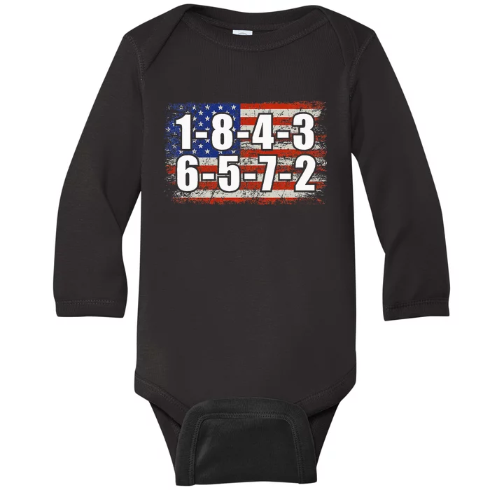 Usa Flag 18436572 Firing Order Small Block Engine V8 Block Baby Long Sleeve Bodysuit