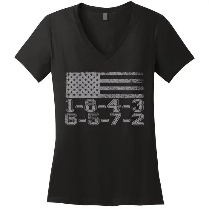 Usa Flag 18436572 Firing Order Small Block Engine Gift Women's V-Neck T-Shirt