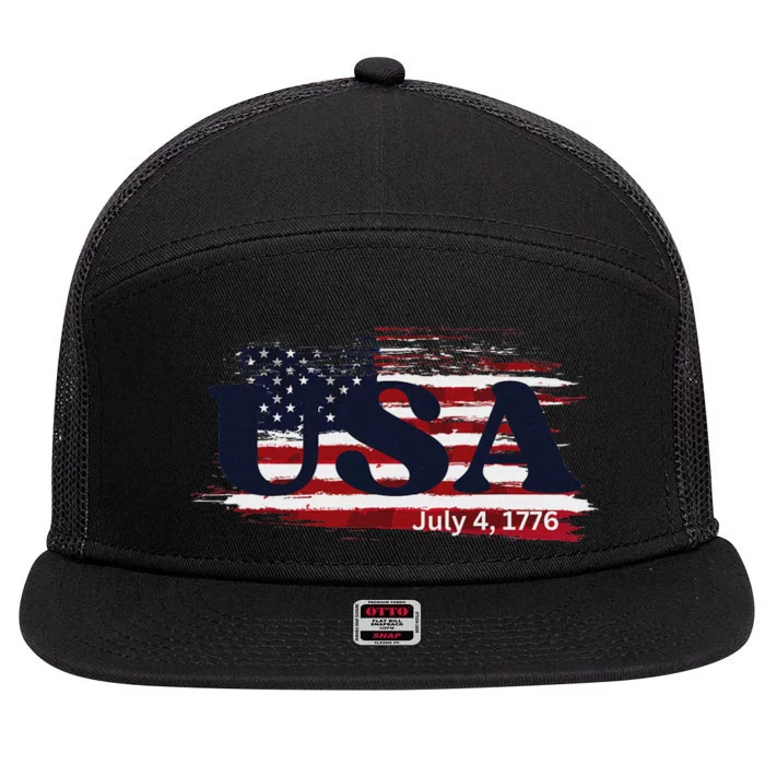 Usa Flag 1776 Independence Day Pride 7 Panel Mesh Trucker Snapback Hat