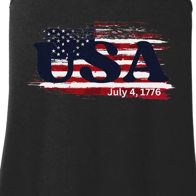 Usa Flag 1776 Independence Day Pride Ladies Essential Tank