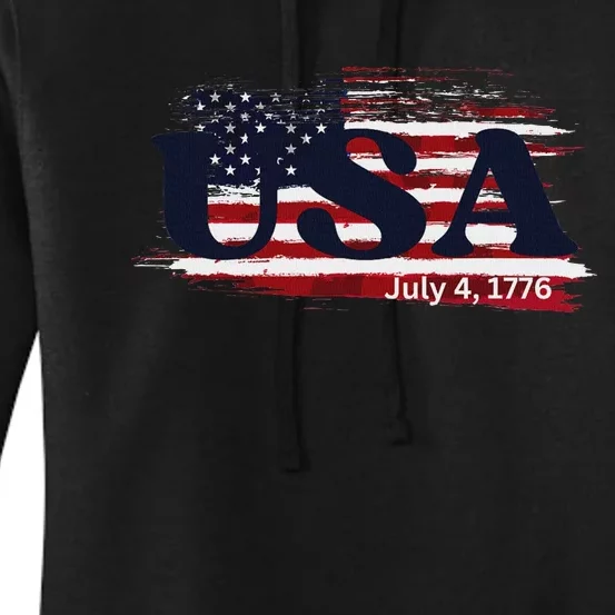 Usa Flag 1776 Independence Day Pride Women's Pullover Hoodie