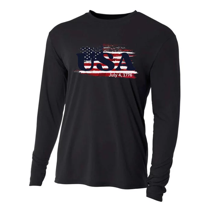 Usa Flag 1776 Independence Day Pride Cooling Performance Long Sleeve Crew