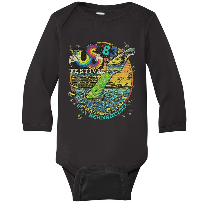 Us Festival 1983 Colorful Rainbow Music Fest Us 70s Baby Long Sleeve Bodysuit