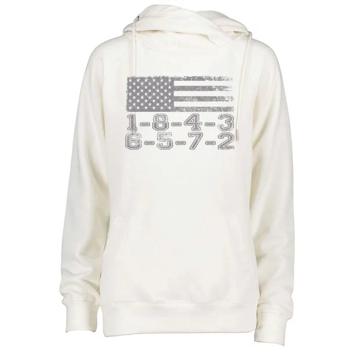 USA Flag 18436572 Firing Order Small Block Engine V8 Block Womens Funnel Neck Pullover Hood