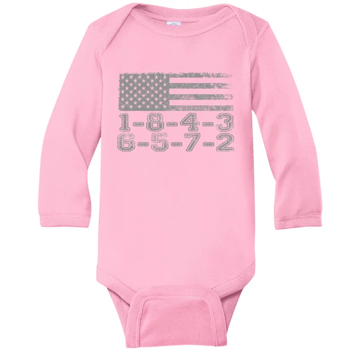 USA Flag 18436572 Firing Order Small Block Engine V8 Block Baby Long Sleeve Bodysuit