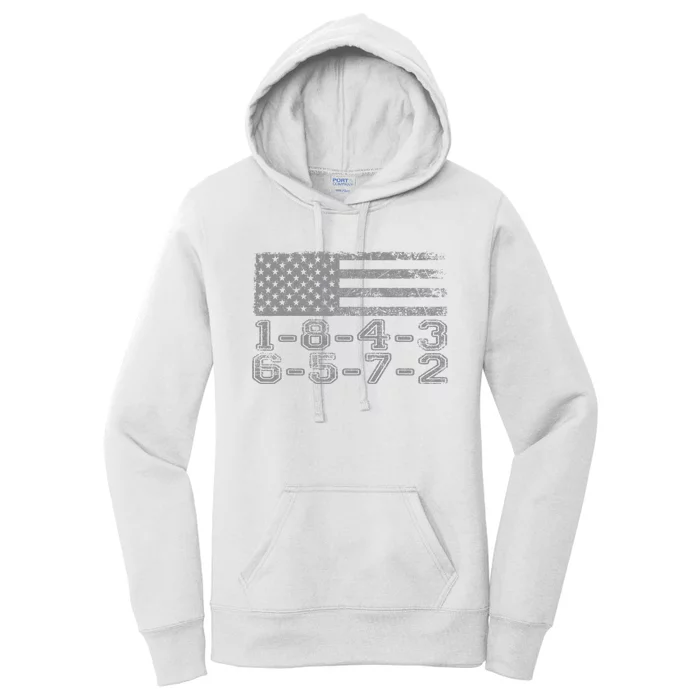 USA Flag 18436572 Firing Order Small Block Engine V8 Block Women's Pullover Hoodie