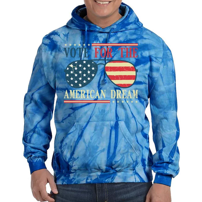 Usa Flag 2024 Quote I Vote For The American Dream Great Gift Tie Dye Hoodie