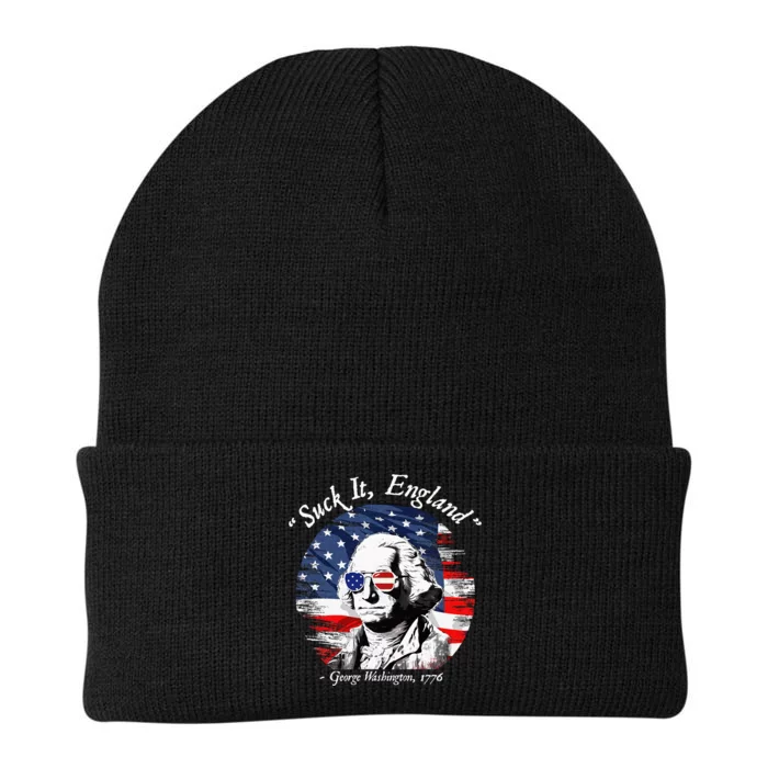 USA Flag 4th of July Suck It England Funny George Washington Knit Cap Winter Beanie