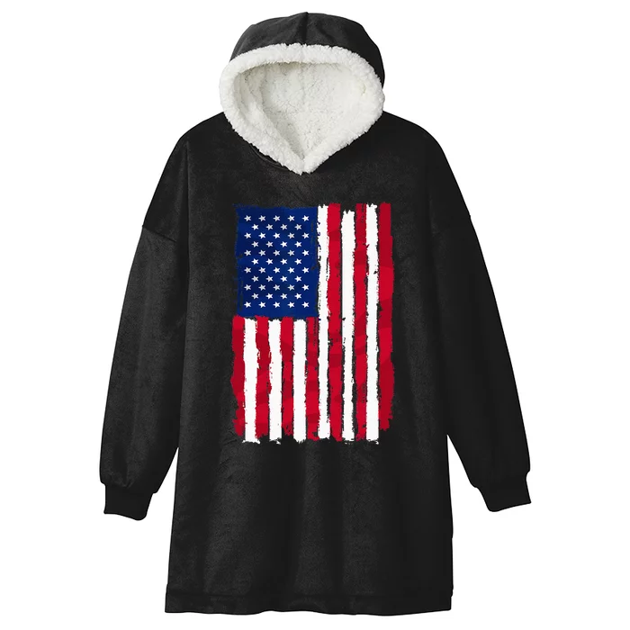 USA Flag 4th July Red American White Star Blue Stripes 4 Day Hooded Wearable Blanket