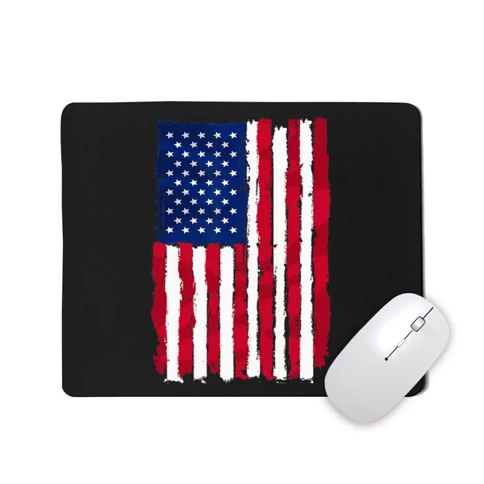 USA Flag 4th July Red American White Star Blue Stripes 4 Day Mousepad